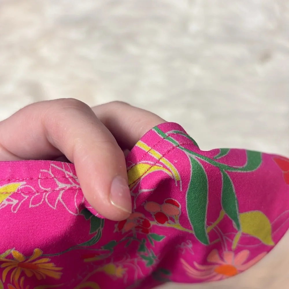 Kate Spade Pink Flash Bikini Swim Bottoms Floral Print Side Buckle Side Tie